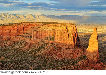 View Of Wedding Canyon And Sentinel Spire In Colorado National Monument, Grand Junction, Usa
