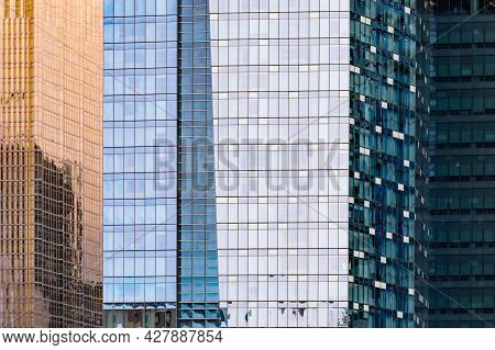 Architecture Backgound Texture Pattern Abstract Of Glass And Steel Facades Of Modern High Rise Build