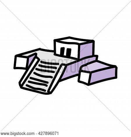 Vector Hand Drawn Simple Ancient Ruins Building.