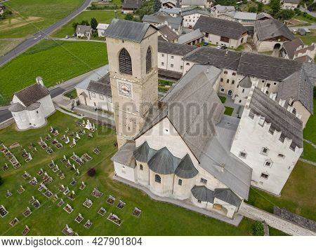 Benedictine Convent Of St. John In Mustair On The Swiss Alps