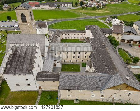 Benedictine Convent Of St. John In Mustair On The Swiss Alps