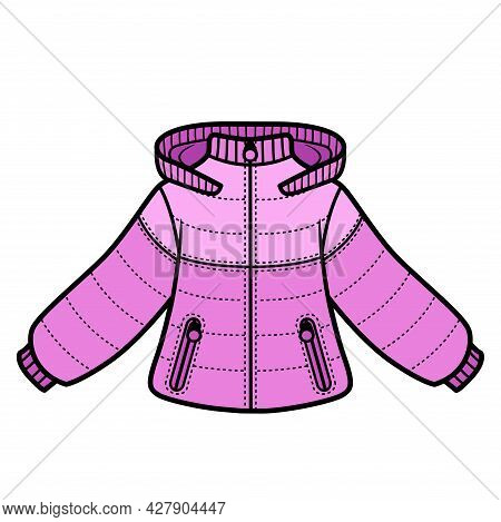 Padded Winter Padded Jacket With Hood Color Variation For Coloring Page Isolated On White Background