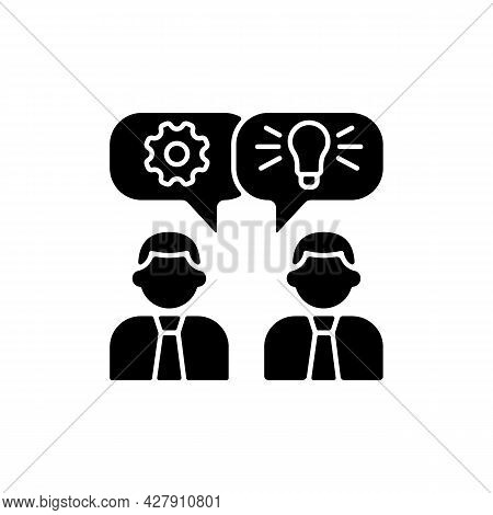 Brainstorming Black Glyph Icon. Generating Ideas And Solutions In Team. Brainstorming Session. Idea 