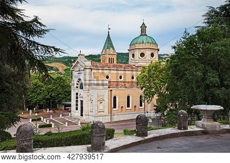 Predappio, Emilia Romagna, Italy: View From The Ancient City Hall Palazzo Varano Of The Church Saint