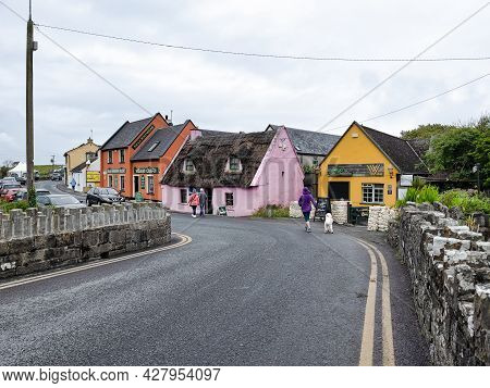 Doolin, Ireland- July 4, 2021: Tourists Walking Through The Village Of Doolin On Irelands West Coast
