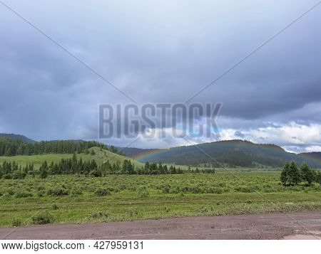 Vacation Landscape. Russian Altai Mountains. Multa Region. Holiday At Home. Staycation Concept. Long