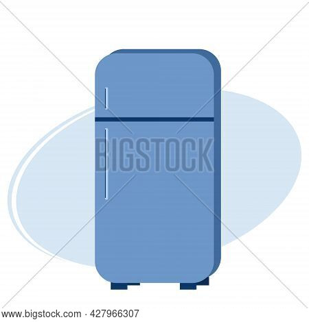 Illustration Of Stylish Blue Small Size Refrigerator Rector