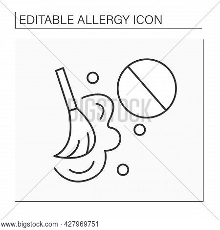 Dust Allergy Line Icon. Terrible Allergy Reaction On Fug During Cleaning And Sweeping.healthcare Con