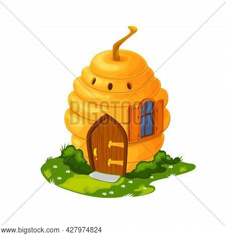 Fairy Bee Hive Cartoon House Or Dwelling. Vector Home Of Gnome, Fairy Or Fairytale Princess, Fantasy