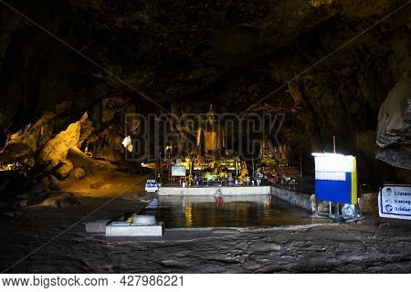 Buddha Statue In Tham Krasae Stone Cave For Thai People And Foreign Travelers Travel Visit Respect P