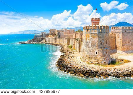 Panoramic View Of The Mamure Castle In Anamur Town, Turkey
