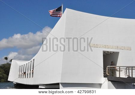 The USS Arizona Memorial at Pearl Harbor in Honolulu, Hawaii