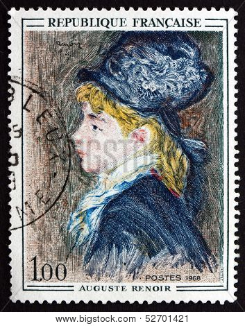 Postage Stamp France 1968 Portrait Of Model, By Auguste Renoir