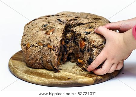 Fresh Bread With Raisins And Plum