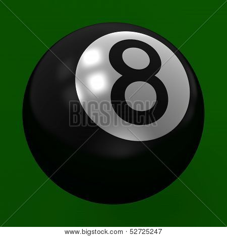 Eight Ball In Focus On Green Background