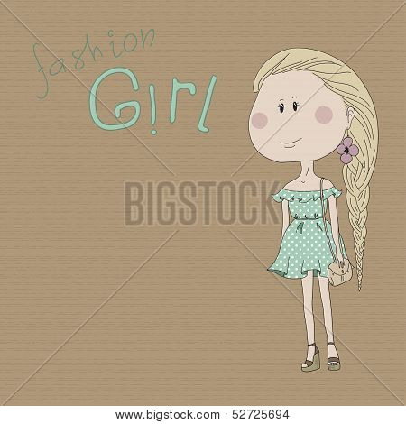 illustration of cute cartoon fashion girl