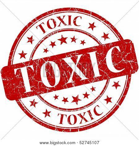 Toxic Grunge Round Red Stamp