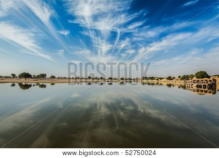 Gadi Sagar - artificial lake. Jaisalmer, Rajasthan, India