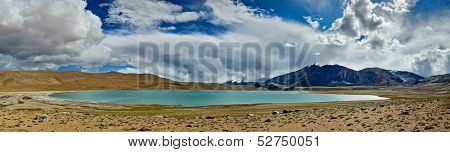 Panorama of Himalayan lake Kyagar Tso, Ladakh, India