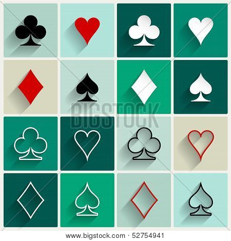 Vector flat card suit icons