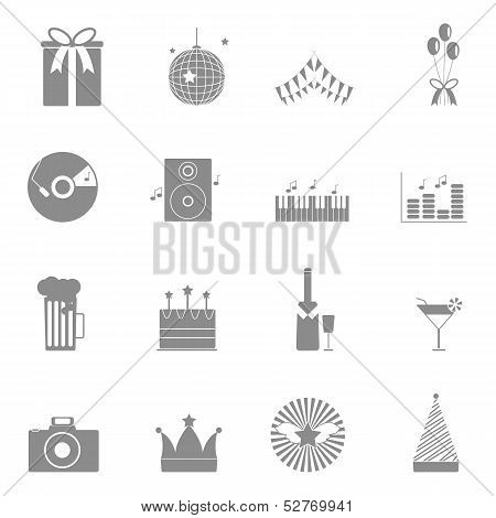 Party And Celebration Icons Set On White Background