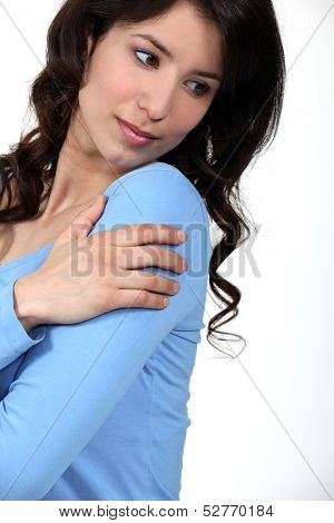 pensive woman looking back