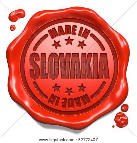 Made in Slovakia - Stamp on Red Wax Seal.