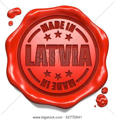 Made in Latvia - Stamp on Red Wax Seal.