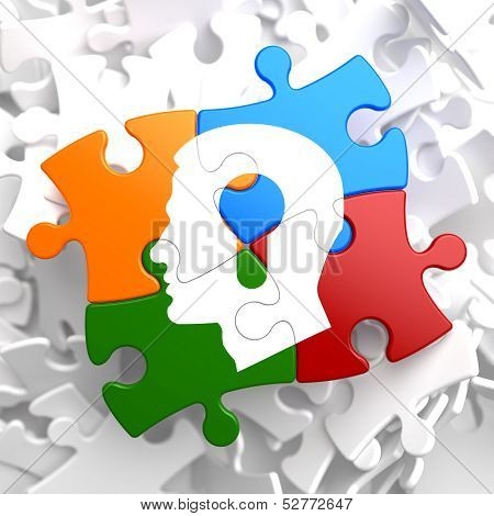 Psychological Concept on Multicolor Puzzle.