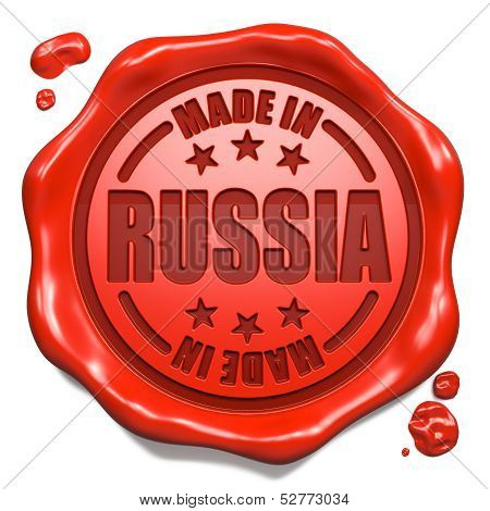 Made in Russia - Stamp on Red Wax Seal.