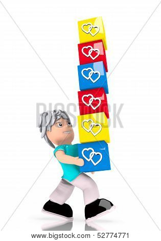 Two Hearts Stack  Carried By A Cute Character