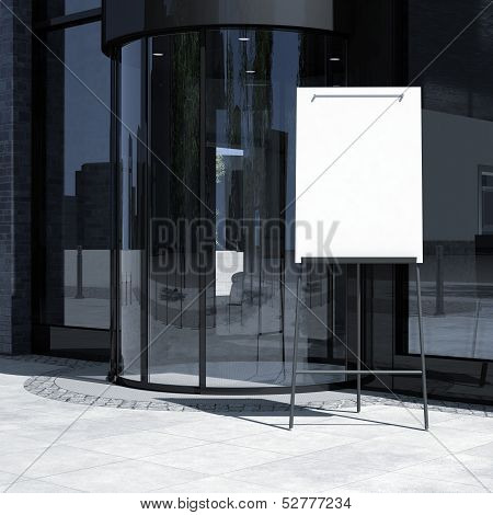 Office entrance with whiteboard