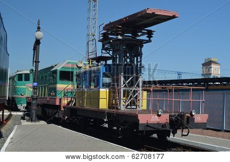 KIEV, UKRAINE -SEP 9, 2013: Railway Terminal of Kiev.Exibition of railway history as it shown at September 9, 2013 in Kiev, Ukraine 