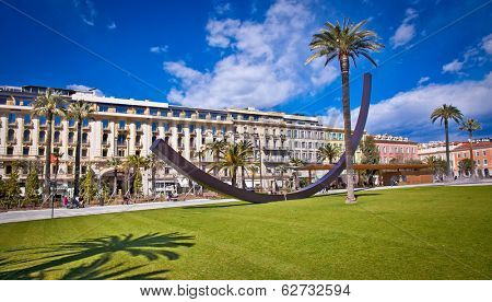 NICE, FRANCE -MARCH 324, 2014: Central Square in Nice, France on March 24, 2014. Central Square - Promenade du Paillon, new landmark of the town.