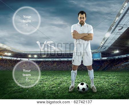 Soccer player stay at field. Game between Holland and Spain national teams.