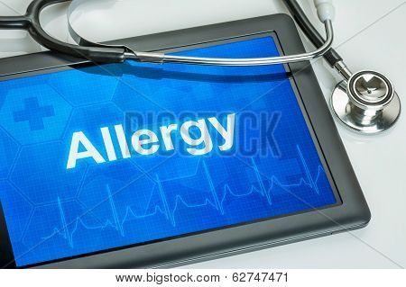 Tablet with the diagnosis allergy on the display