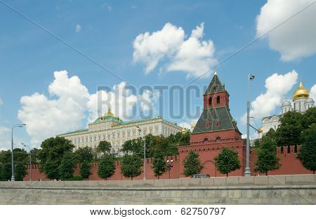 View Of Moscow Kremlin From Moscow River, Russia