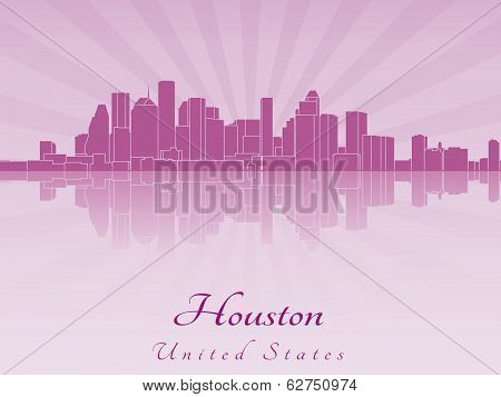Houston Skyline In Purple Radiant Orchid