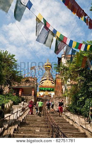 Tourists Visiting Swayambunath
