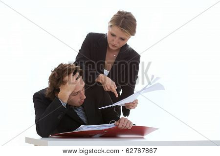Overworked Employee And Exigent Leader