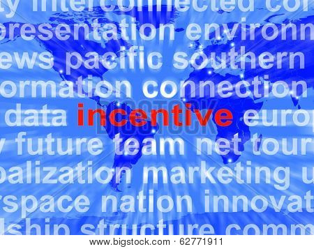 Incentive Word Cloud Shows Bonus Inducement Reward