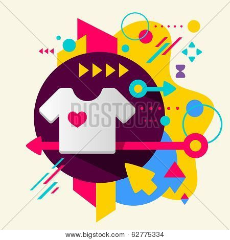 T Shirt On Abstract Colorful Spotted Background With Different Elements