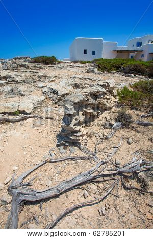 Es calo Escalo de san Agustin Beach white houses in Formentera Balearic islands