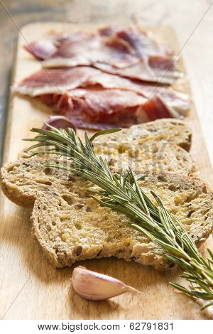 Spanish Ham With Toasts, Focus On Toasts