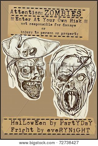 Halloween Placard - Hand Drawings