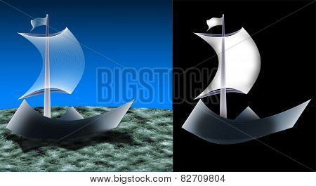 Paper Ship On The Sea