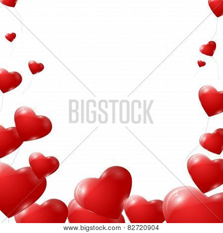 Red hearts on white background