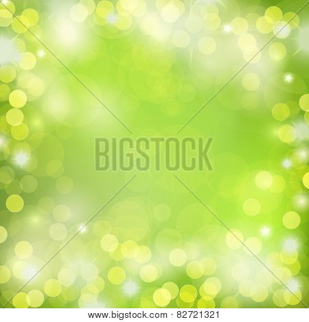 Bokeh lights on green background