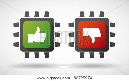 Cpu Icon Set With Hands