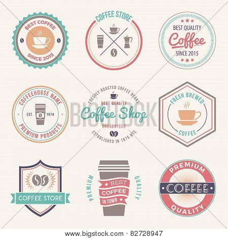 vector set of vintage retro coffee shop logos badges and labels. logotype design elements